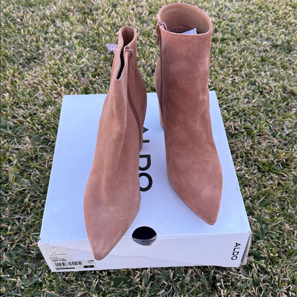 Aldo Women's Brown Suede Heeled Boots - Picture 2 of 4